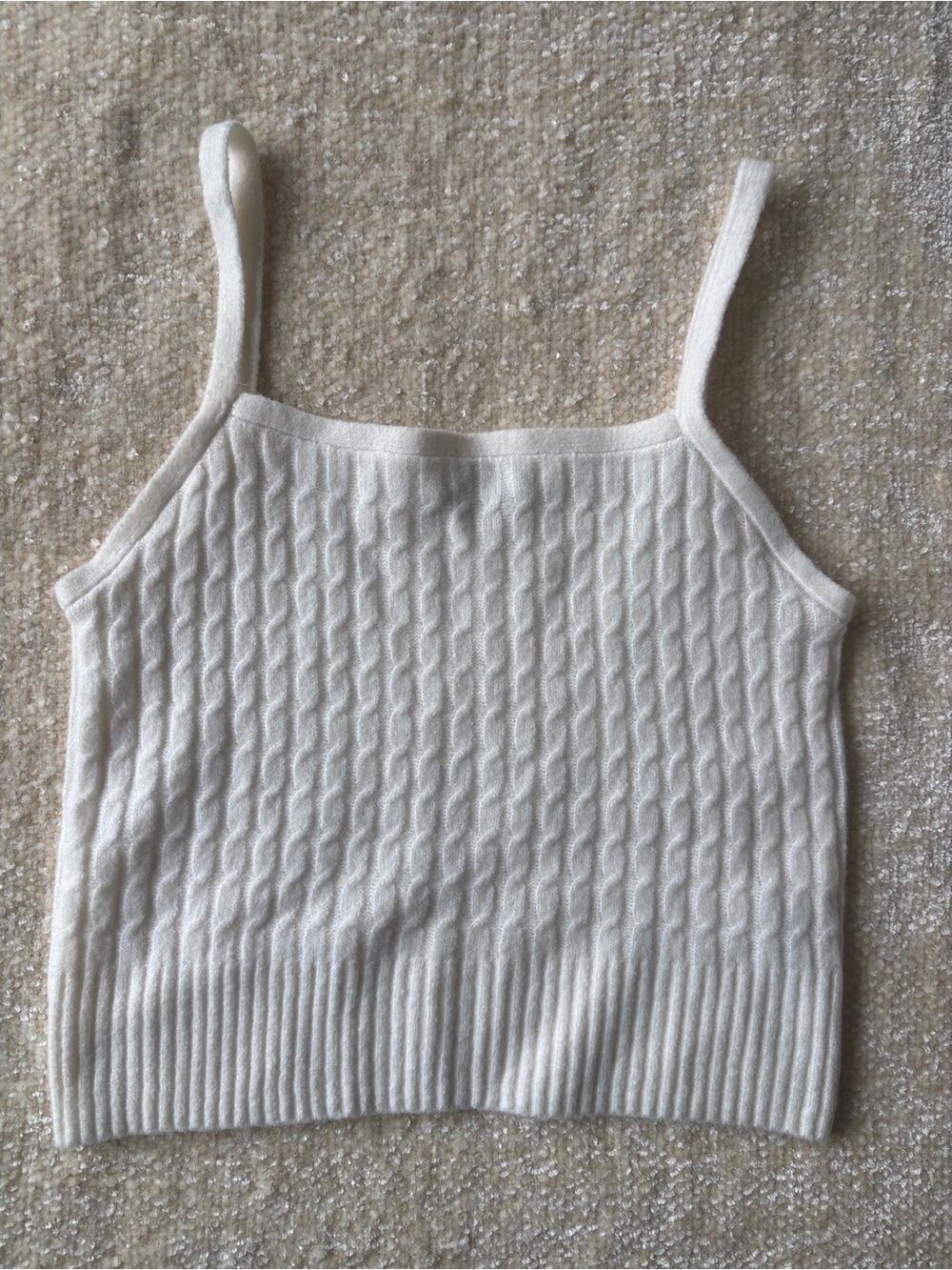 Abercrombie & Fitch Cream Ribbed Knit Tank Top Size Small